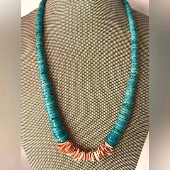 Vintage Jacla jocla Pueblo reishi Turquoise Navajo native american Necklace 74g - Picture 6 of 15